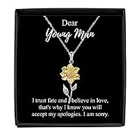 I'm Sorry Young Man Necklace Apologize Gift Pardon Pendant Trust Fate Love Accept My Apologies Quote Sterling Silver Chain With Box