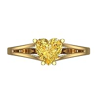 1.6 ct Heart Cut Solitaire split shank Yellow Simulated Diamond Classic Anniversary Promise Engagement ring 18K Yellow Gold