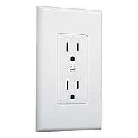 TayMac MW2500W Single-Gang Wallplate Non-Metallic Decorator Cover One Grounded Duplex, White Smooth(Pack of 5)