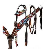 Western Premium Leather Hand Carved Tooled Trail Horse Saddles Equestrian Tack Set Headstall Breast Collar Reins Size Full/Cob M46