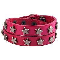Unisex Seven Colors Two Laps Leather Bracelet Covered with Five Pointed Stars,0.51 * 16.14IN