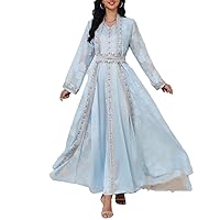 Eid Arab Muslim Party Dress Women Abaya With Inner Dress 2 Piece Set Morocco Kaftan Dubai Ramadan Gown Robe