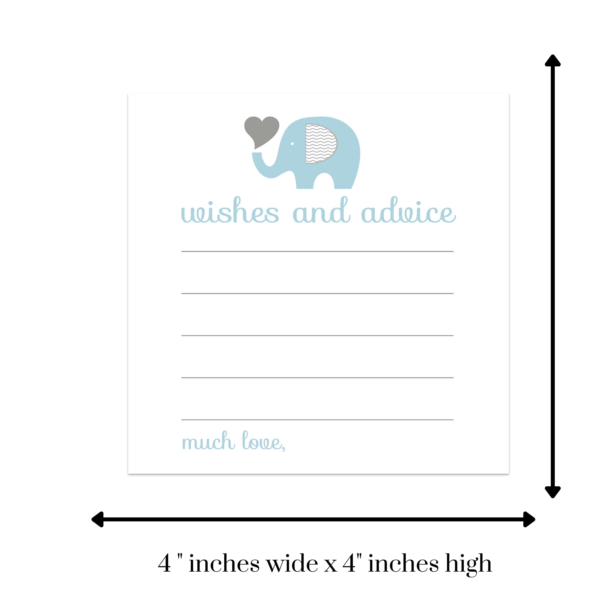 Blue Elephant Advice Cards for Baby Shower, Graduation, New Parents, Gender Reveal, Birthday Time Capsule - Notes of Congratulations Party Activity Boys – Royal Prince Theme Jungle (25 Pack)