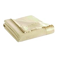Thermee Micro Flannel Twin-Size All Seasons Lightweight Sheet Blanket, Machine Wash & Dry, No Pilling, 90Lx66W, Tan
