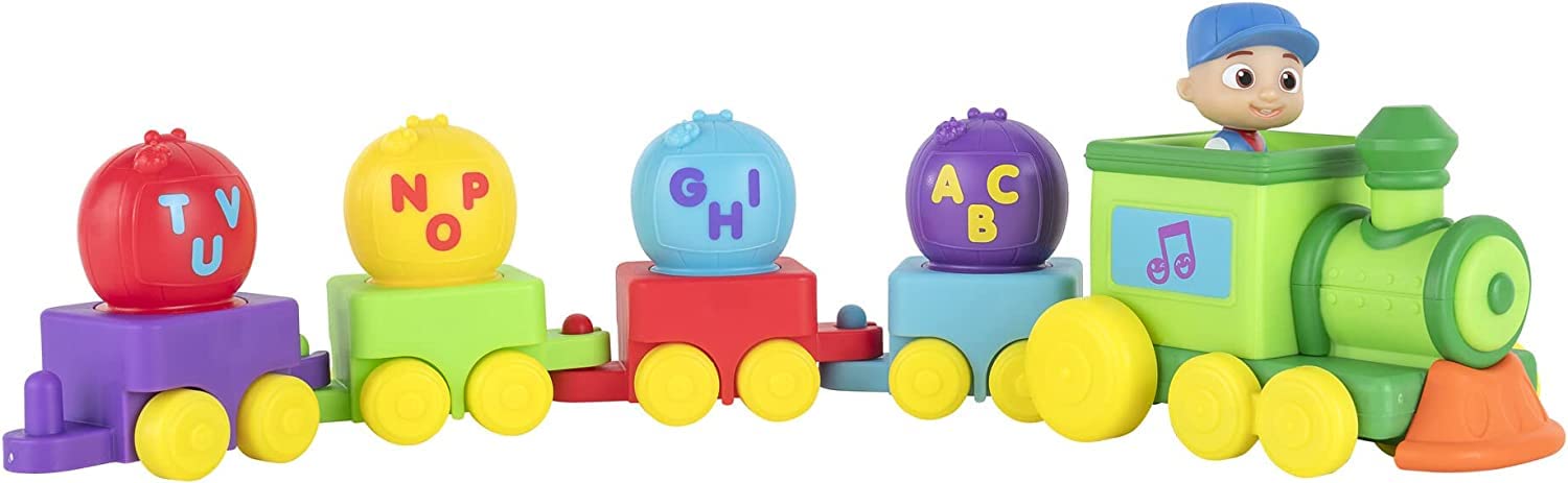 CoComelon Musical Alphabet Train with JJ-Features with Music,Sounds & Phrases-4 Alphabet Wagons,1 JJ Conductor Figure-Plays Clips of ‘ABC Song’-Toys for Kids and Preschoolers