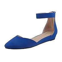 DREAM PAIRS Women's Low Wedge Ankle Strap Flats Shoes