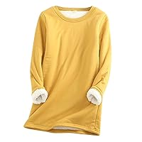 Lenago Womens Winter Thick Warm Fuzzy Sherpa Fleece Lined Pullover Tops Plus Size Crewneck Loose Fit Sweatshirts 2023 Fall