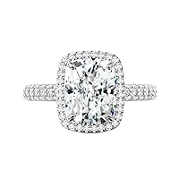 Generic 7 CT Elongated Cushion Cut Colorless Moissanite Engagement Rings for Women, Halo Pave Handmade Moissanite Diamond Bridal Wedding Ring, Anniversary Propose Gifts Her, Yellow