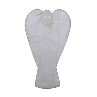 REAL-GEMS 107.3 Ct. Natural White Quartz Stone Sculpture Angel Decor Healing Crystals