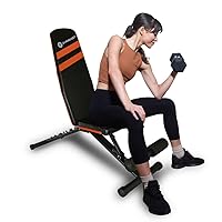 Exercise Bench Adjustable Foldable Compact Workout Weight Bench Easy To Carry NO ASSEMBLY NEEDED, Black-Orange (FOLD-110B)