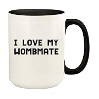 I Love My Wombmate - 15oz Ceramic Colored Handle and Inside Coffee Mug Cup, Black
