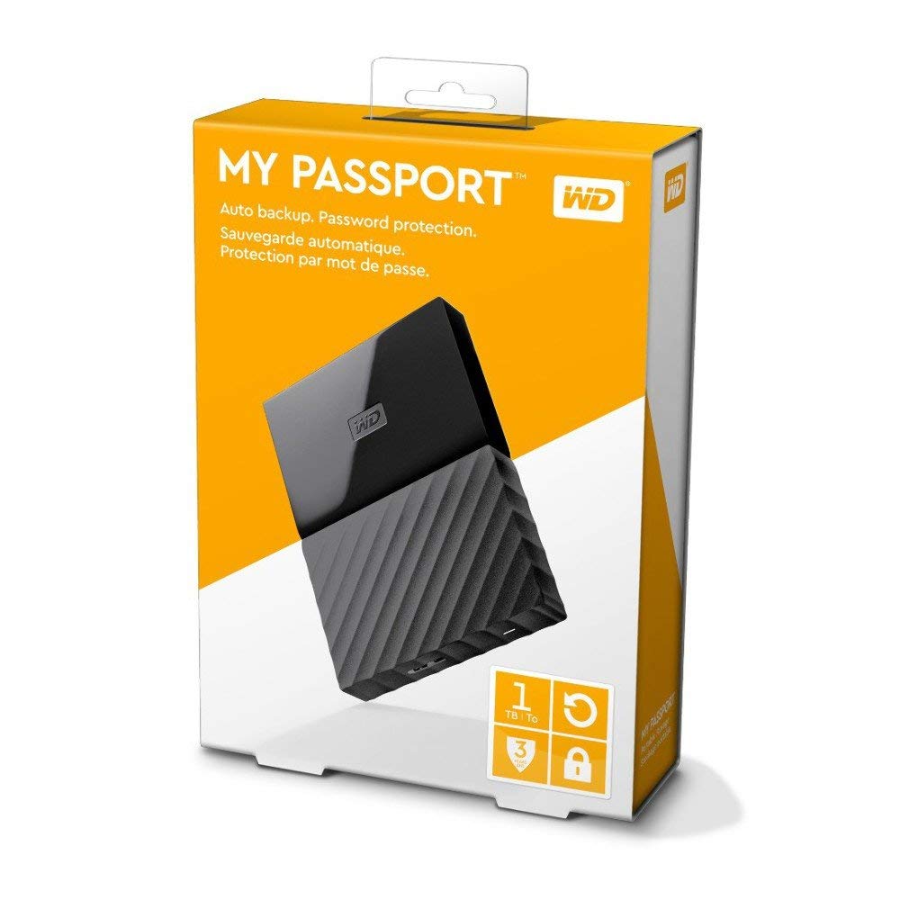 WD 1TB Black My Passport Portable External Hard Drive - USB 3.0 - WDBYNN0010BBK-WESN