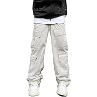 Pockets ' Straight Leg Pants, Casual Outdoor Work Pants Baggy Streetw