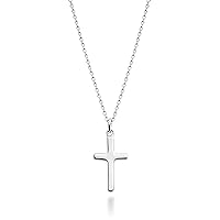 Miabella Italian 925 Sterling Silver or 18Kt Yellow Gold Over Silver Cross Necklace for Women, Small Cross Pendant on 18 Inch Chain Made in Italy