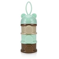 Accmor 3 Layers Baby Milk Powder Formula Dispenser On The Go, Formula Container for Travel, Non-Spill Stackable Baby Snack Storage Container with Handle,BPA Free,Green