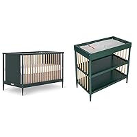4-in-1 Clover Convertible Crib and Sleepy Little Sloth Changing Table in Olive