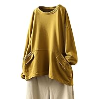 Minibee Women's Oversized Sweatshirt Crewneck Long Sleeve Cotton Pullover Tops with Pockets