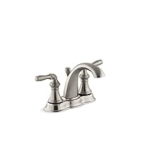 KOHLER 393-N4-BN Devonshire Centerset Bathroom Faucet with Pop-Up Drain Assembly, 2-Handle Bathroom Sink Fuacet, 1.2 GPM, Vibrant Brushed Nickel