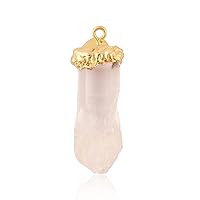 crystal quartz Uncut Raw Gemstone Gold Electroplated Pendant Connectors Natural Birthstone Necklace Charms Pendant Birthday Gift for Her