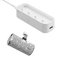 iWALK USB C Portable Charger, 4500mAh Ultra-Compact Small Power Bank, Sparkly Battery Pack & Charger Station