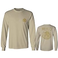 Gold Vintage Hecho En Mexico Mexican Flag Coat of Arms Escudo Mexicano Retro Long Sleeve Men's