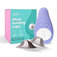 LaVie Warming Lactation Massager with Silver Nursing Cups Bundle, Soothing Protection for Nursing Nipples, Calming Relief for Breastfeeding Moms, Silver Nipple Covers All Natural