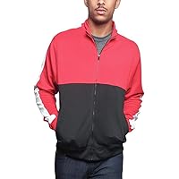G-Style USA Men's Tri-Colored Solid and Striped Luxury Brand Style Zipper Track Jacket