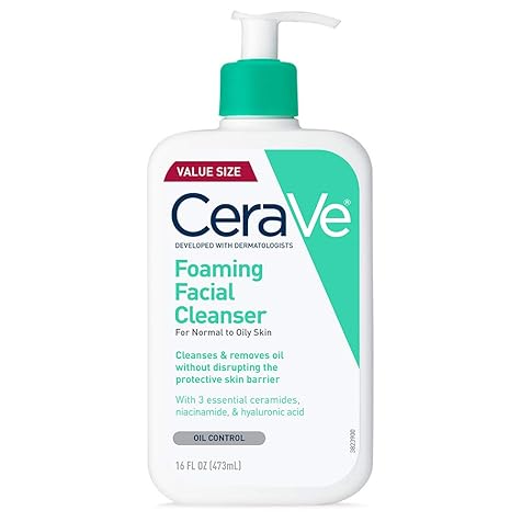 Foaming Facial Cleanser | Daily Face Wash for Oily Skin with Hyaluronic Acid, Ceramides, and Niacinamide| Fragrance Free | 16 Fluid Ounce