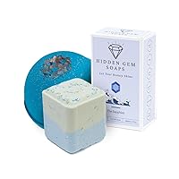 September Birthstone Sapphire 3 Piece Gift Set All Natural Bar Soap, Bath Bomb, Shower Steamer Made in USA Palm Oil Free