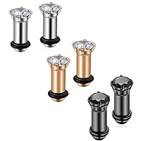 6Pcs Lightweight Ear Gauges Plugs Ear Tunnels 2G 4G 6G 8G 6mm 5mm 4mm 3mm 316L Stainless Steel Body Piercing Plugs Prong Set CZ Ear Stretcher Expander Plugs with Rubber O-Rings