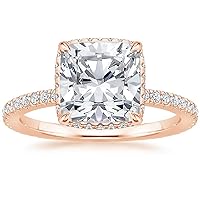 10K Solid Rose Gold Handmade Engagement Ring 2.0 CT Cushion Cut Moissanite Diamond Solitaire Wedding/Bridal Ring Set for Women/Her Propose Rings