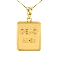 YELLOW GOLD DEAD END TRAFFIC SIGN PENDANT NECKLACE - Gold Purity:: 14K, Pendant/Necklace Option: Pendant Only