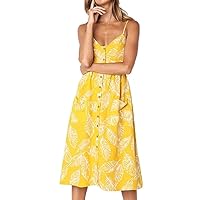 Women's Summer Boho Spaghetti Strap V Neck Dress A Line Beach Long Maxi Dress Sleeveless