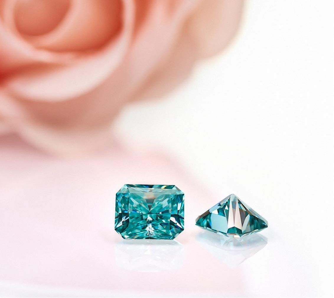 Loose Moissanite 1-10 Carat, Blue Color Diamond, VVS1 Clarity, Radiant Cut Brilliant Gemstone for Making Engagement/Wedding/Ring/Jewelry/Pendant/Earrings/Necklace Handmade Moissanite