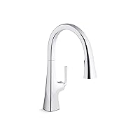 Kohler Graze Pull Down Kitchen Faucet, Kitchen Sink Faucet with Pull Down Sprayer, Polished Chrome, K-22062-CP