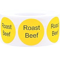 Yellow with Black Roast Beef Circle Dot Adhesive Stickers, 1 Inch Round Labels, 500 Total Stickers