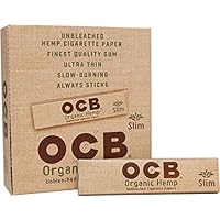 OCB Organic Hemp Rolling Papers Slilm Size - Full Box (24 Books)
