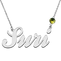 Custom Made Birthstone Name Necklace for Mom for Her