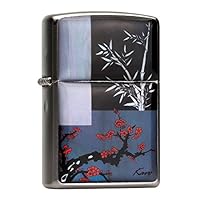 X Mother of Pearl 四君子 (Plum Blossom, Orchid, Chrysanthemum, Bamboo) Fashionable Lighter Zippo (zippo-) Oil Lighter hurintoraita- Handmade