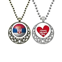 Serbia National Flag Soccer Football Pendant Necklace Mens Womens Valentine Chain