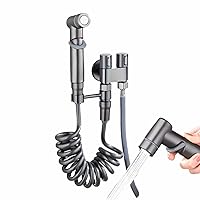 1-In-2-Out Dual Control Valve, Bathroom Faucet Double Handle Dual Control, Dual Control Valve for Bidet and Shower (dual control valve with faucet,gray)