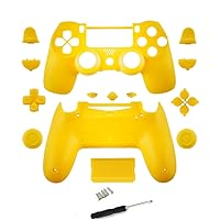 Replacement Full Housing Shell Case Cover with Buttons Mod Kit for PS4 Pro Slim for Sony Playstation 4 Dualshock 4 PS4 Slim Pro Wireless Controller - Yellow