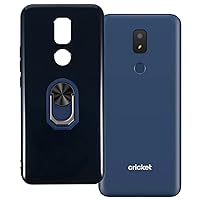 for Cricket Icon 3 Ultra Thin Phone Case + Ring Holder Kickstand Bracket, Gel Pudding Soft Silicone Phone for Cricket Icon 3 (BlueRing-B)