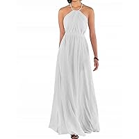 Halter Chiffon Bridesmaid Dresses Maxi Long Evening Gown A Line Plus Party Dress