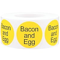 Bacon and Egg Deli Labels 1 Inch Round Circle Dots 500 Total Stickers