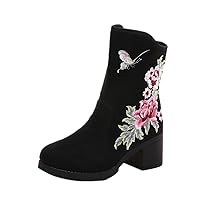 Women and Ladies The Butterfly Embroidery Short Boots Shoe