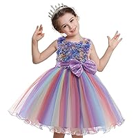 Girl Rainbow Wedding Dress Princess Tutu Ball Gown