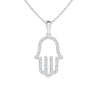 Cubic Zirconia Hamsa Hand Pendant | Sterling Silver 925 With Rhodium Plating | 18 Inch Chain | A Pendant For Girls And Wonam's.