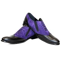 Modello Bamaro - Handmade Italian Mens Color Purple Moccasins Loafers - Cowhide Suede - Slip-On