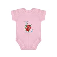 Baby Body Suit Red Floral Monogram Letter - L Baby Romper Unisex Baby Clothes Baby Gift Baby Clothing 12months